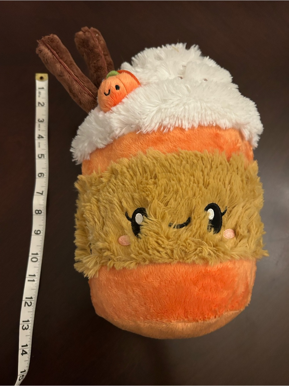 Plush Halloween Pumpkin Spice Latte Stuffed Toy - Orange/White